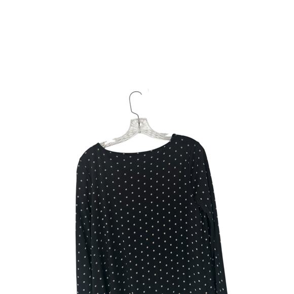 J. Jill Tunic Black Tan Crew‎ Neck Printed Soft Casual Long Sleeve Top Medium - Picture 8 of 12